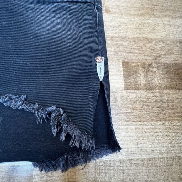 One x One Teaspoon Vanguard Raw Hem Distressed Denim Skirt In Raven Women's 30 - Picture 9 of 11